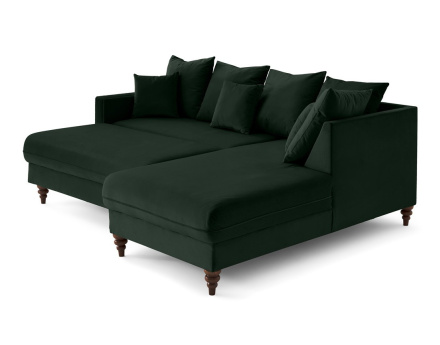 Canapé d'angle droit 4 places convertible en velours Flamingo