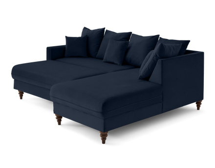 Canapé d'angle droit 4 places convertible en velours Flamingo