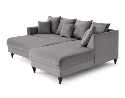 Canapé d'angle droit 4 places convertible en velours Flamingo