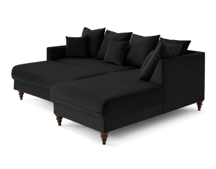 Canapé d'angle droit 4 places convertible en velours Flamingo