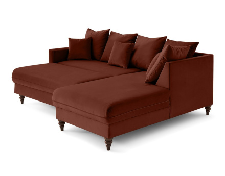 Canapé d'angle droit 4 places convertible en velours Flamingo