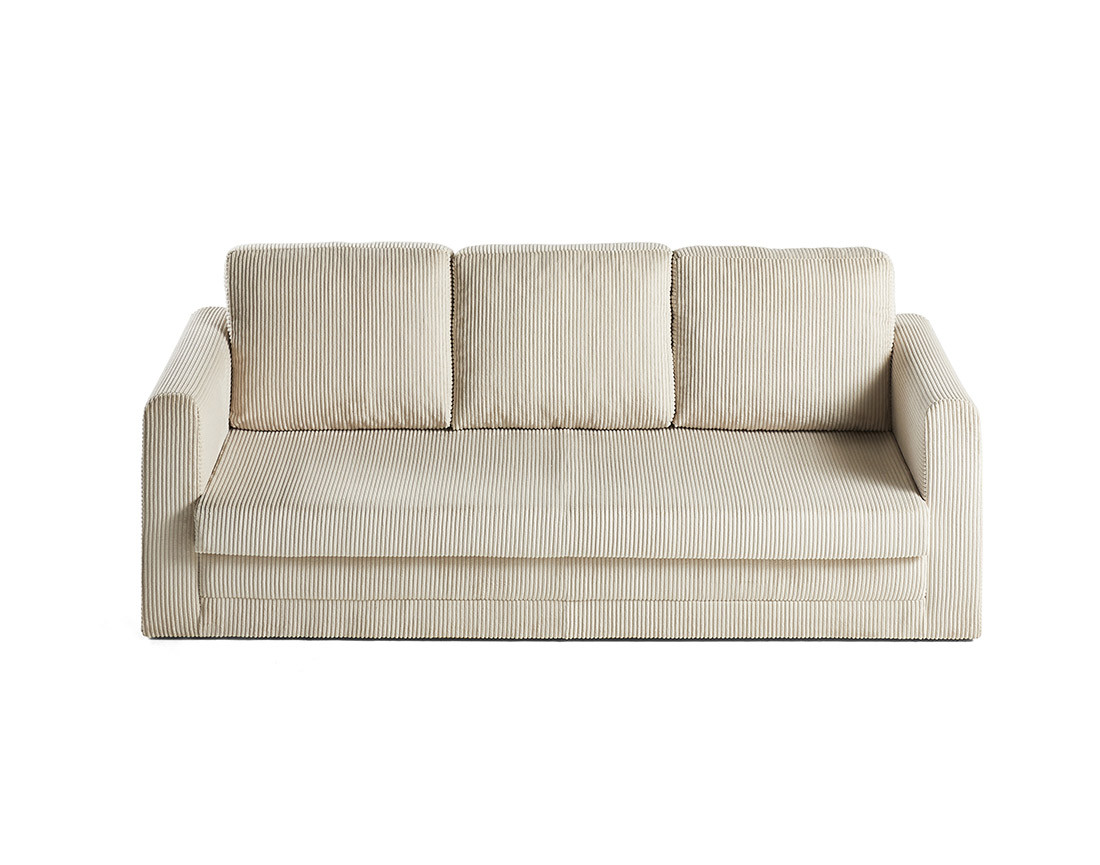 Canapé 3 places convertible déplimousse en velours côtelé Marilia