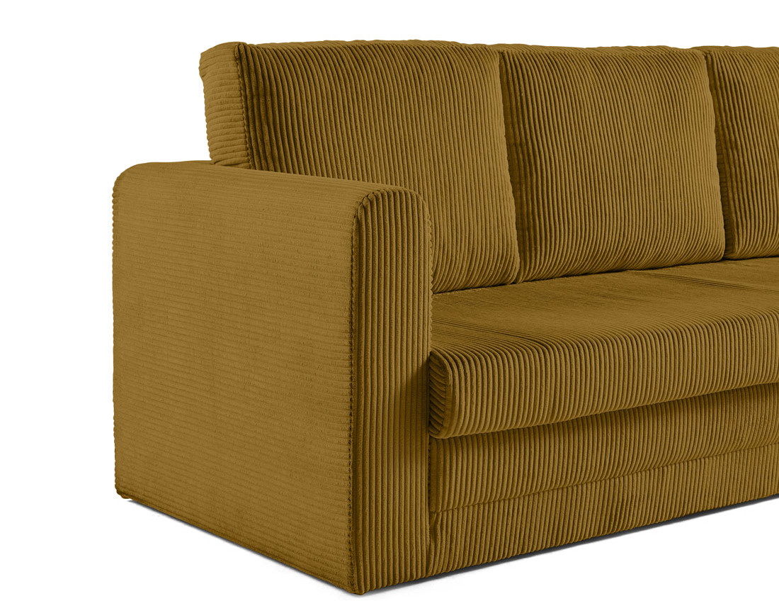 Canapé 3 places convertible déplimousse en velours côtelé Marilia