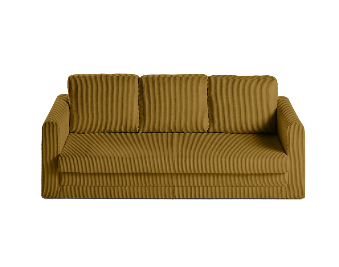 Canapé 3 places convertible déplimousse en velours côtelé Marilia