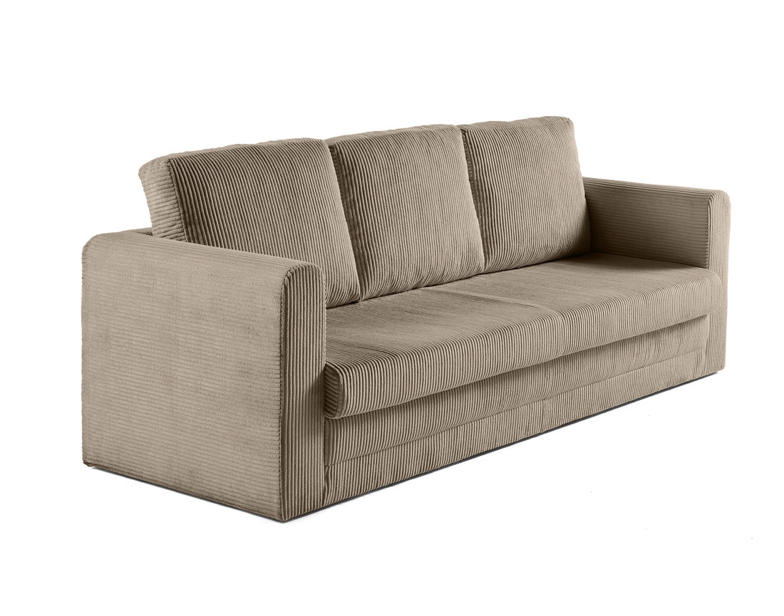 Canapé 3 places convertible déplimousse en velours côtelé Marilia