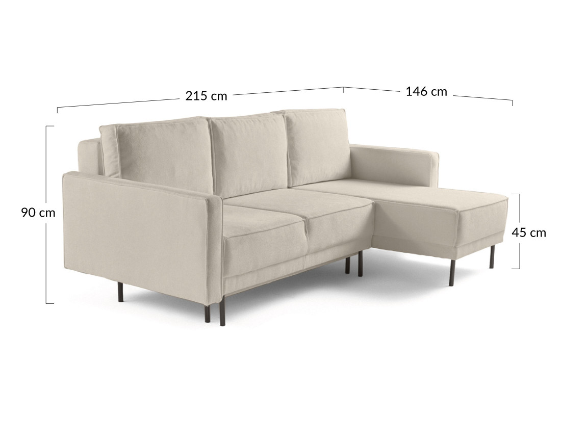 Canapé d'angle réversible convertible avec coffre en tissu Charlie