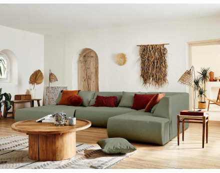 Canapé modulable panoramique d'angle droit 7 places - en tissu -Onyx