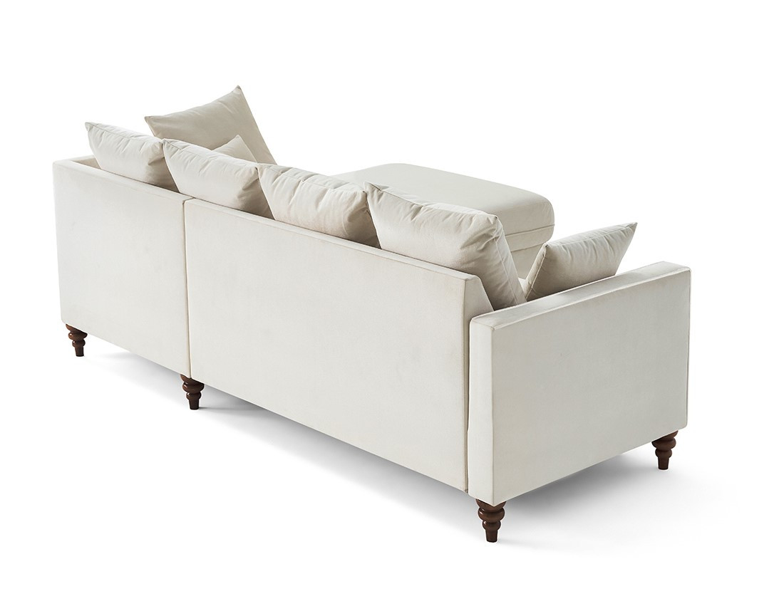 Canapé d'angle droit 4 places convertible en velours Flamingo