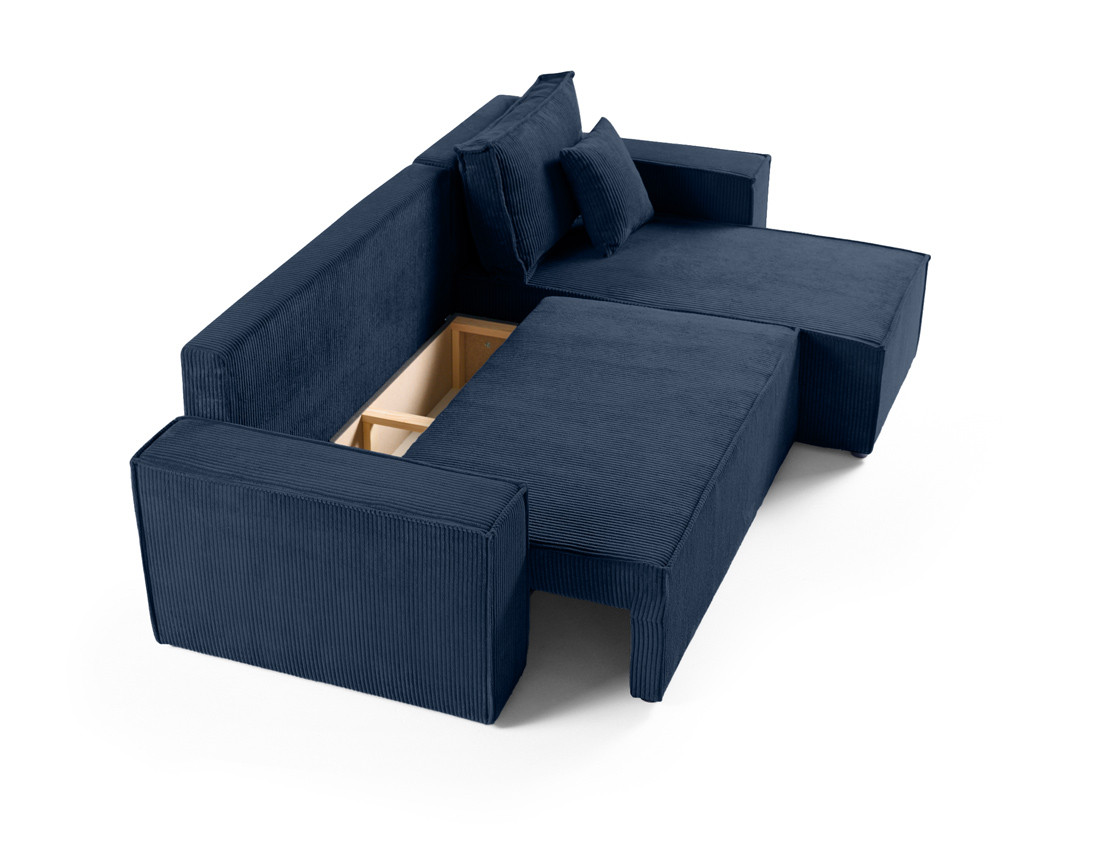 Canapé d'angle réversible 4 places - convertible avec coffre - en velours côtelé - Cezanne