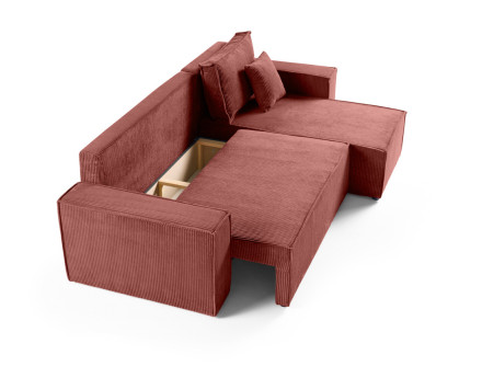 Canapé d'angle réversible 4 places - convertible avec coffre - en velours côtelé - Cezanne