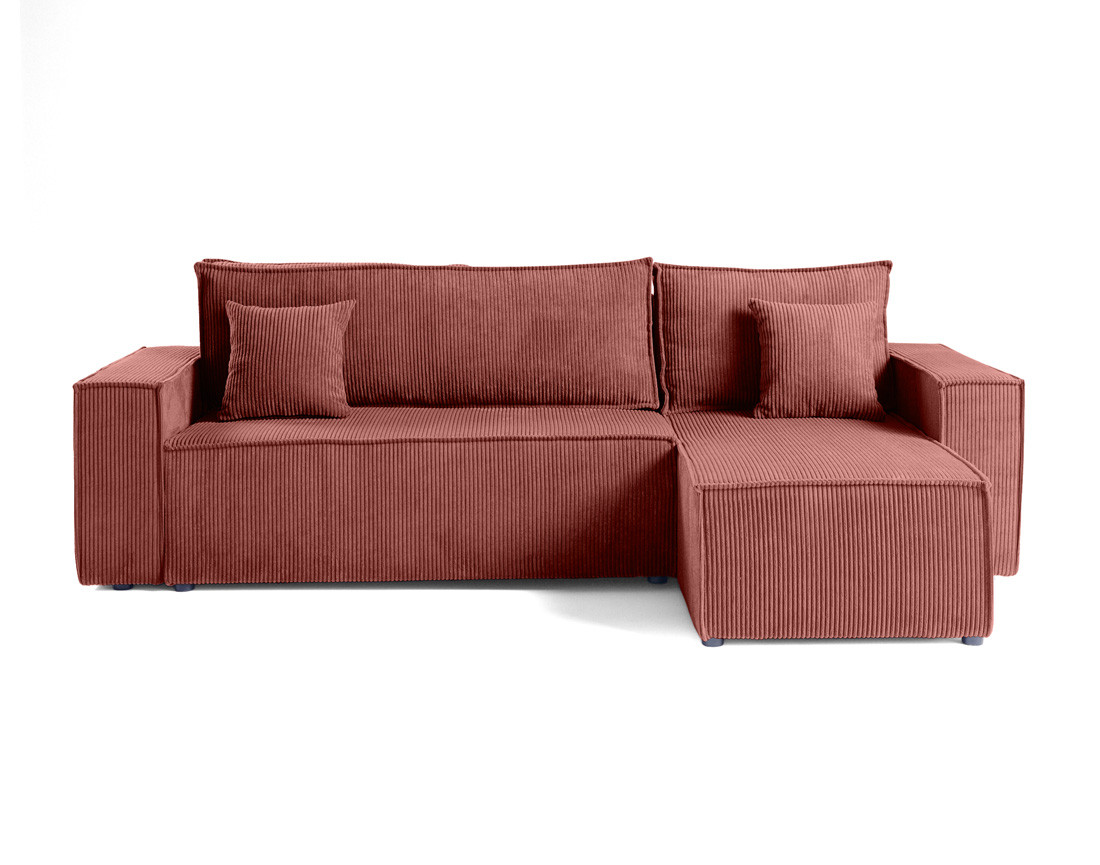 Canapé d'angle réversible 4 places - convertible avec coffre - en velours côtelé - Cezanne