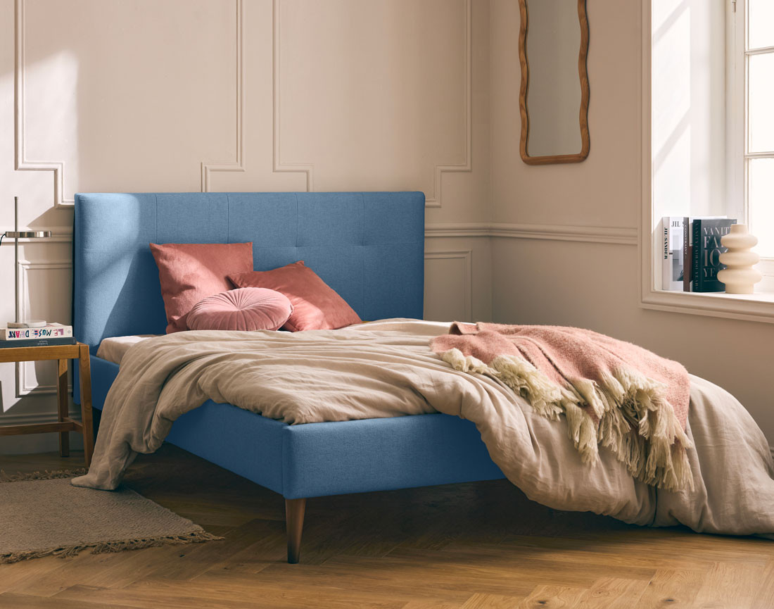 Lit 160x200 cm avec sommier inclus en tissu Monet