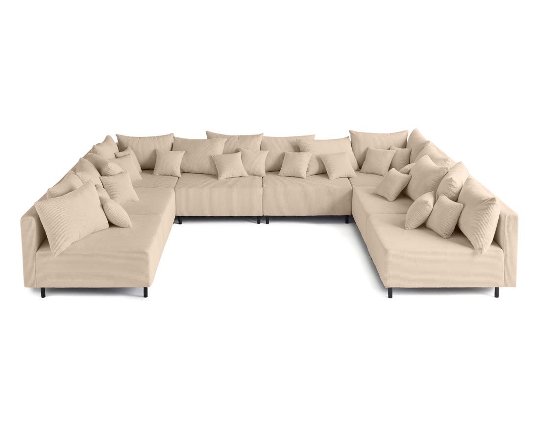 Edinburg - canapé modulable panoramique 8 places - en velours côtelé Lisa Design