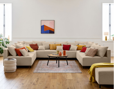 Edinburg - canapé modulable panoramique 8 places - en velours côtelé Lisa Design