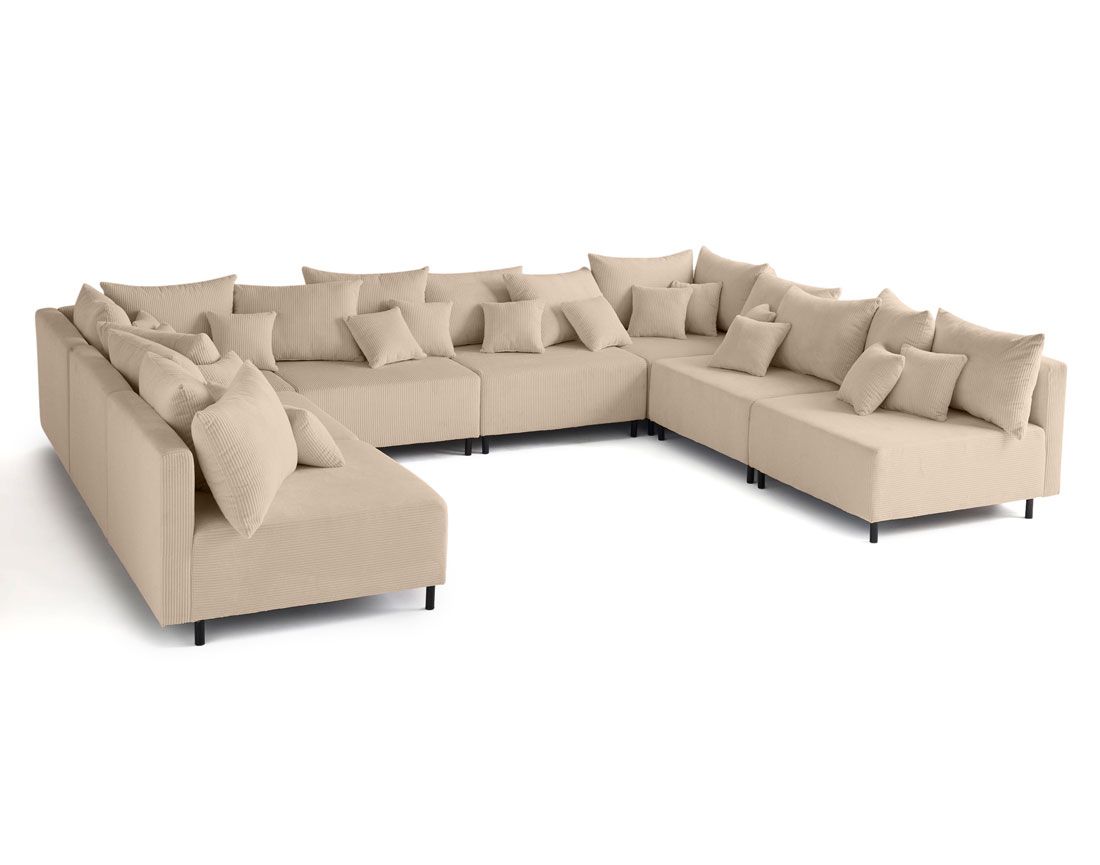 Edinburg - canapé modulable panoramique 8 places - en velours côtelé Lisa Design
