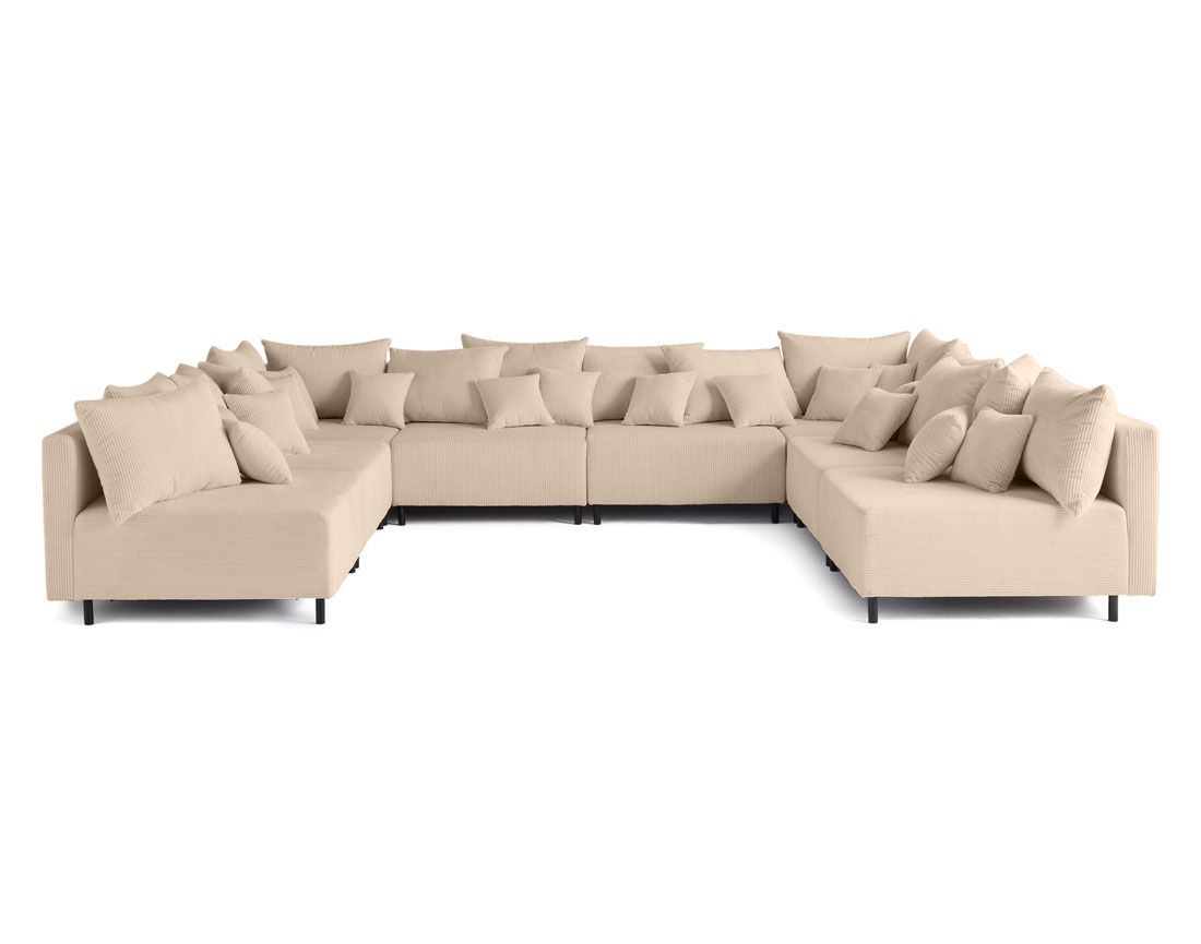 Edinburg - canapé modulable panoramique 8 places - en velours côtelé Lisa Design