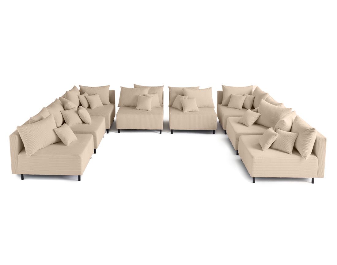 Edinburg - canapé modulable panoramique 8 places - en velours côtelé Lisa Design
