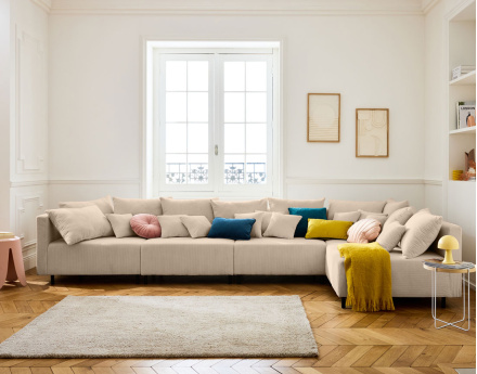 Edinburg - canapé modulable d'angle réversible 5 places - en velours côtelé Lisa Design