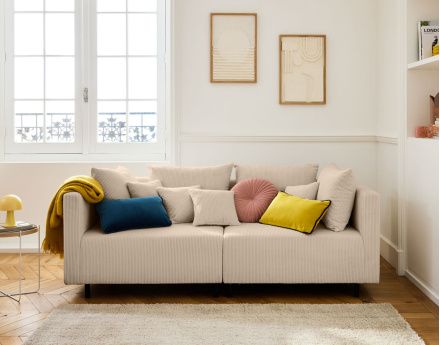 Canapé modulable 2 places en velours côtelé Edinburg