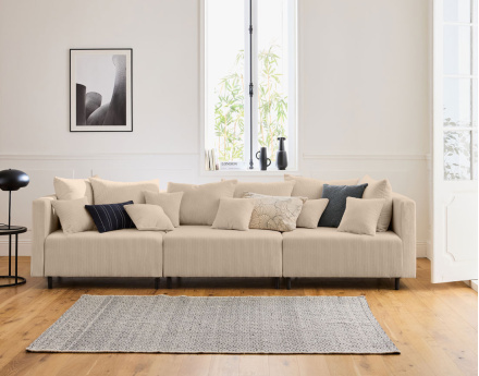 Module d'assise d'angle réversible en velours côtelé Edinburg - droit