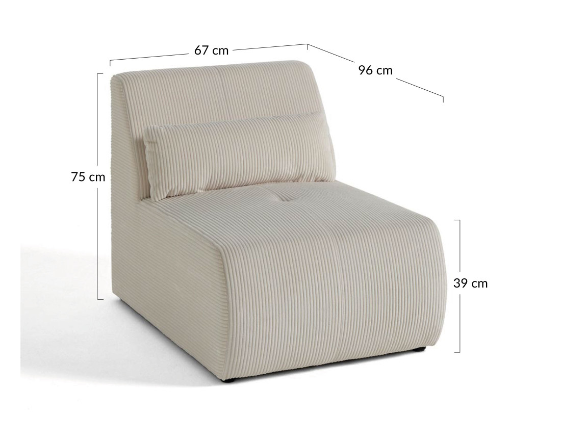 Fauteuil sans accoudoirs en velours côtelé Onyx