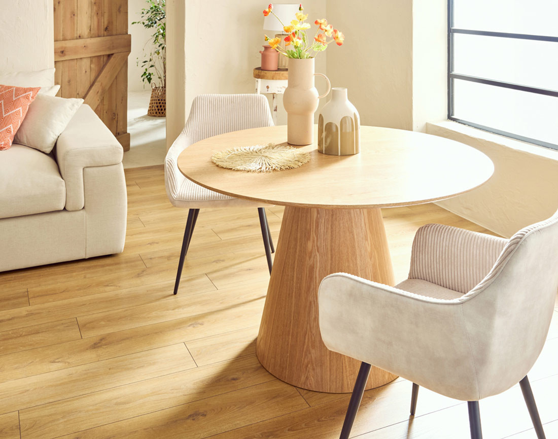 Table à manger ronde bois 120 cm 4 à 6 personnes Toledo