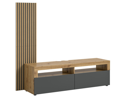 Meuble TV bois et gris 2 portes 160 cm Brentford