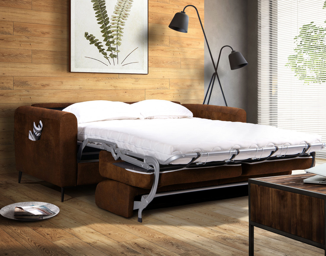  Allan - Canapé 3 places convertible - Ouverture express - couchage quotidien - Style Industriel