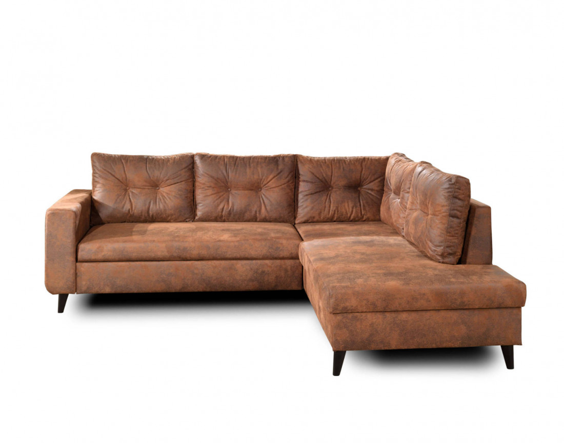 NORDIC - Canapé d'angle L - 5 places - Convertible - Industriel vintage - Droit