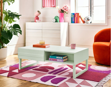 Table basse vert sauge 1 niche 110 cm Sofia