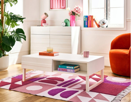 Table basse blanc 1 niche 110 cm Sofia