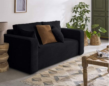 Canapé droit 2 places en velours texturé Topaze