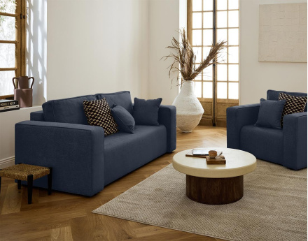 Canapé droit 2 places en tissu Topaze