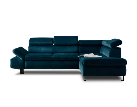 Nairobi - Canapé d'angle convertible - en velours - 5 places - avec têtières - Droit