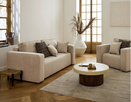 Canapé droit 2 places en tissu Topaze