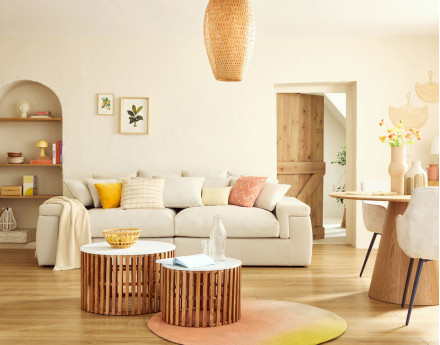 Canapé 4 places - assise profonde - en tissu Sergio