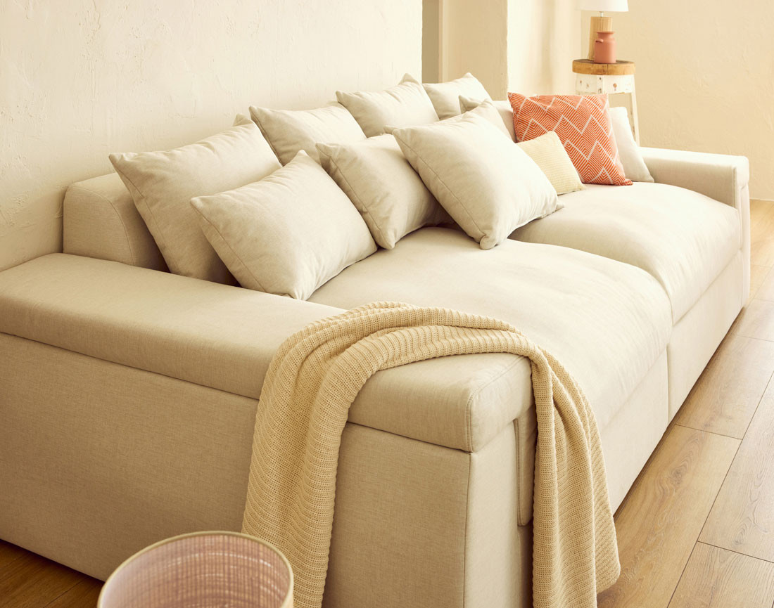 Canapé 4 places - assise profonde - en tissu Sergio