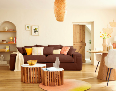 Canapé 4 places - assise profonde - en tissu Sergio