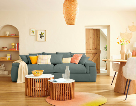 Canapé 4 places - assise profonde - en tissu Sergio