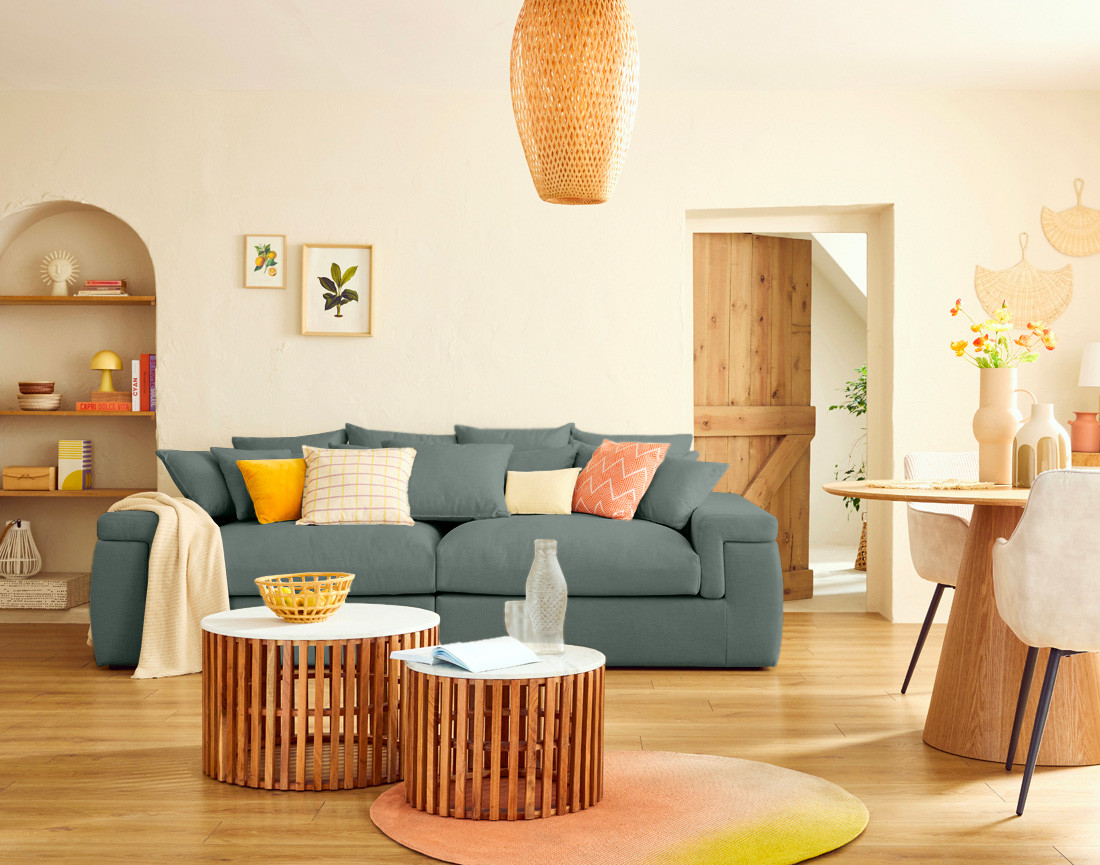 Canapé 4 places - assise profonde - en tissu Sergio