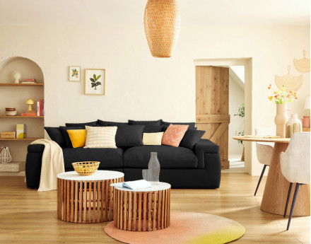 Canapé 4 places - assise profonde - en tissu Sergio