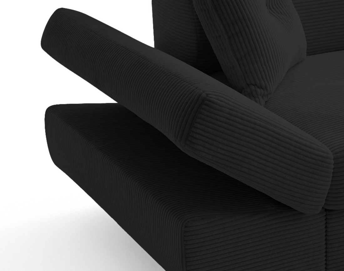 Canapé d'angle droit convertible et têtières en velours côtelé Lisbona