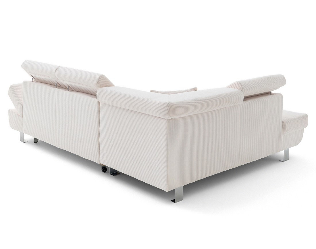 Canapé d'angle gauche convertible et têtières en velours côtelé Lisbona