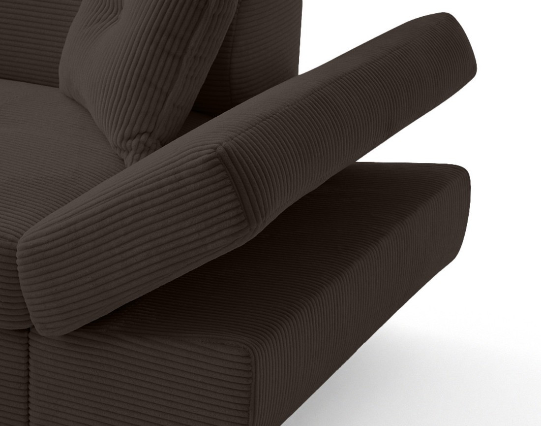 Canapé d'angle gauche convertible et têtières en velours côtelé Lisbona