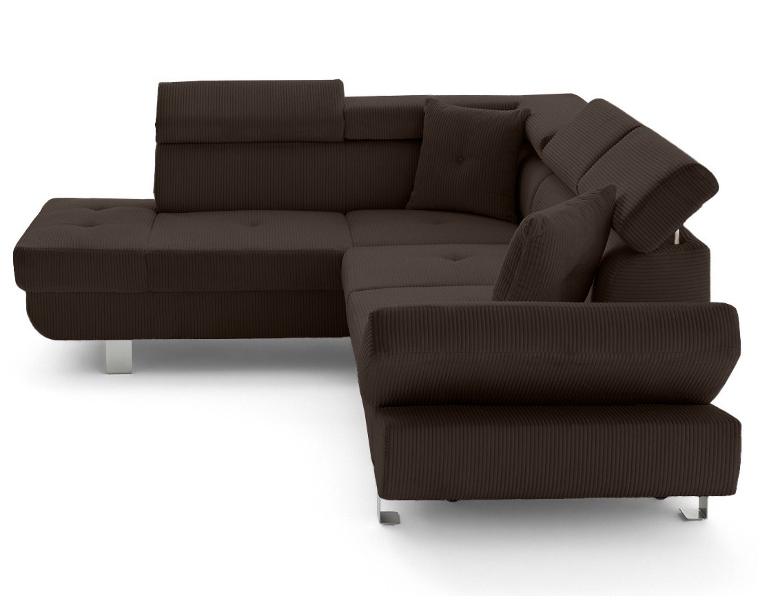 Canapé d'angle gauche convertible et têtières en velours côtelé Lisbona