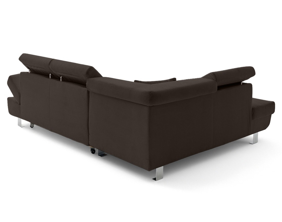 Canapé d'angle gauche convertible et têtières en velours côtelé Lisbona