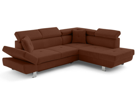 Canapé d'angle droit convertible et têtières en velours côtelé Lisbona