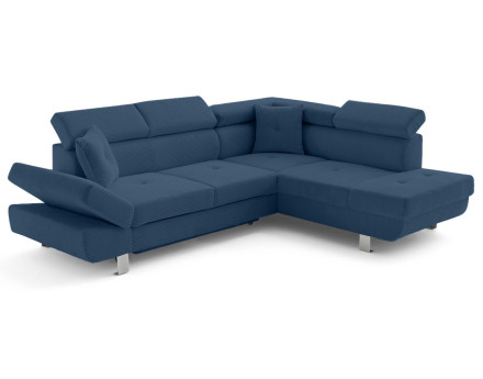 Canapé d'angle droit convertible et têtières en velours côtelé Lisbona