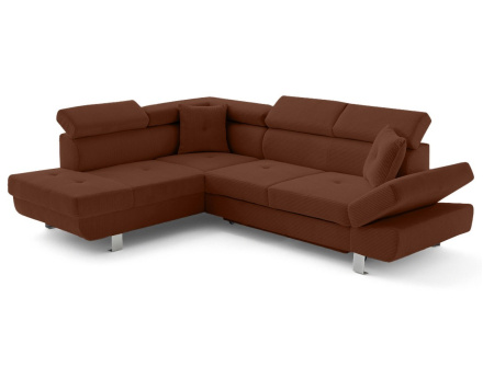 Canapé d'angle gauche convertible et têtières en velours côtelé Lisbona