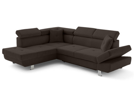 Canapé d'angle gauche convertible et têtières en velours côtelé Lisbona